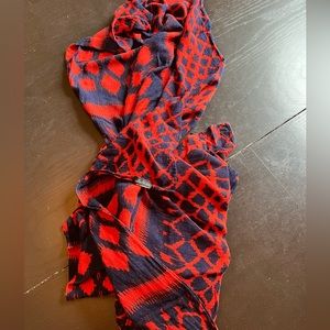 Stella & Dot navy and red patterned scarf
